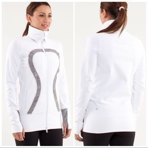 Lululemon In Stride Jacket White / Metallic Silver Size 4